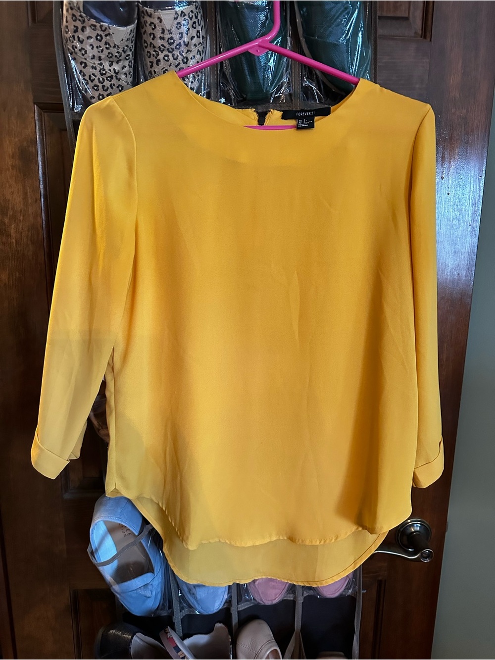 Forever 21 mustard yellow long sleeve blouse